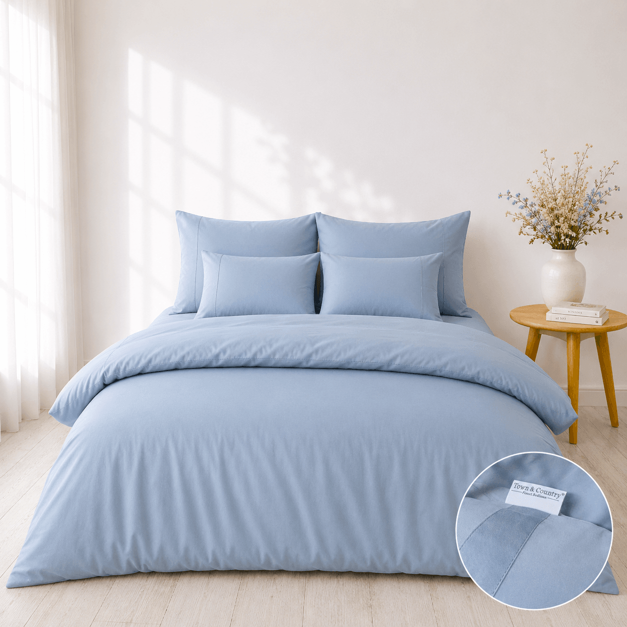 Boston blauw satijn 300 TC 1 Boston blauw satijn 300 TC 1
